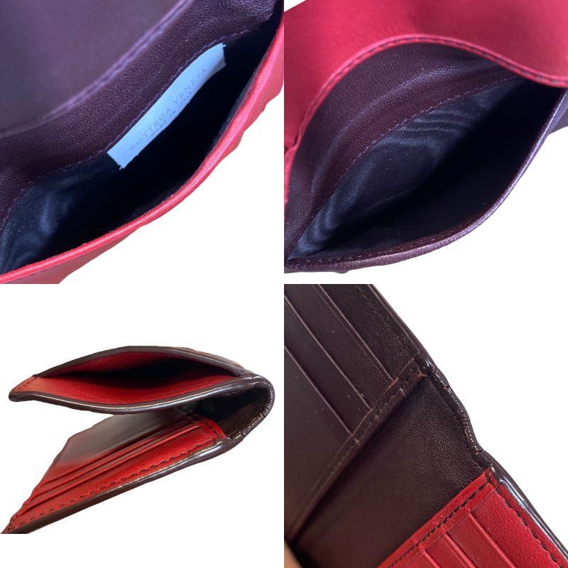 【中古品】BOTTEGA VENETA ボッテガヴェネタ カードケース メンズ 二つ折り レッド×ブラウン M99797RK