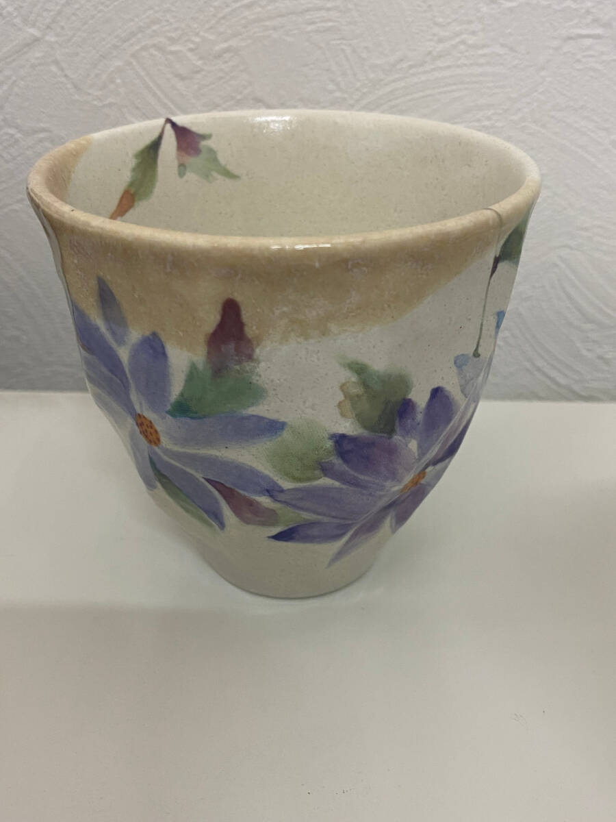 和藍 ペアマグカップ 花ものがたり 花かおりシリーズ ツツジ えぞ菊 陶器 コップ美濃焼 中古 SKD6937_画像3
