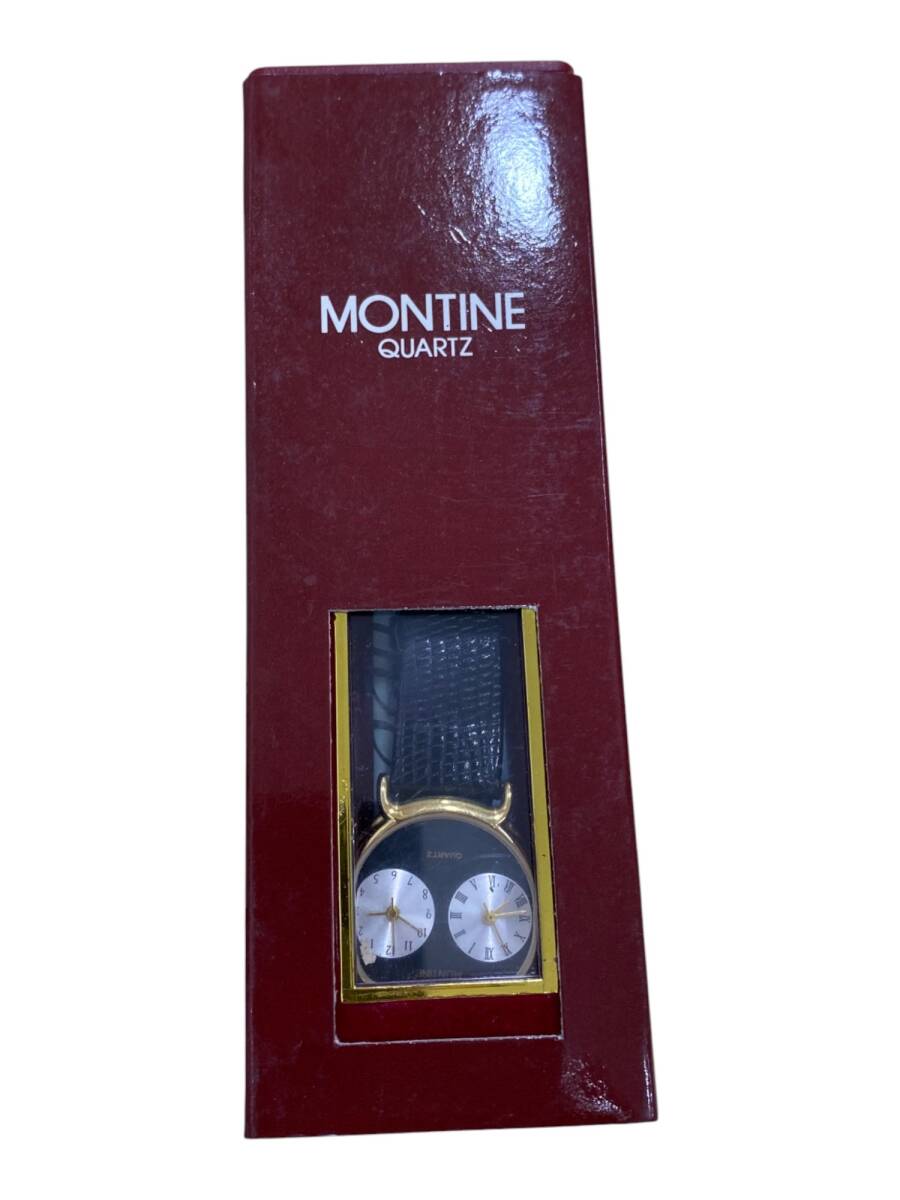 MONTINE モンテイン ブラック文字盤 クオーツ 腕時計 動作未確認 未使用に近い SKH6751_画像1