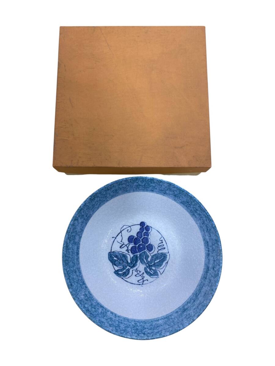 .. обжиг в печи виноград рисунок белый фарфор с синим рисунком большая миска миска японская посуда б/у товары долгосрочного хранения SKH7031