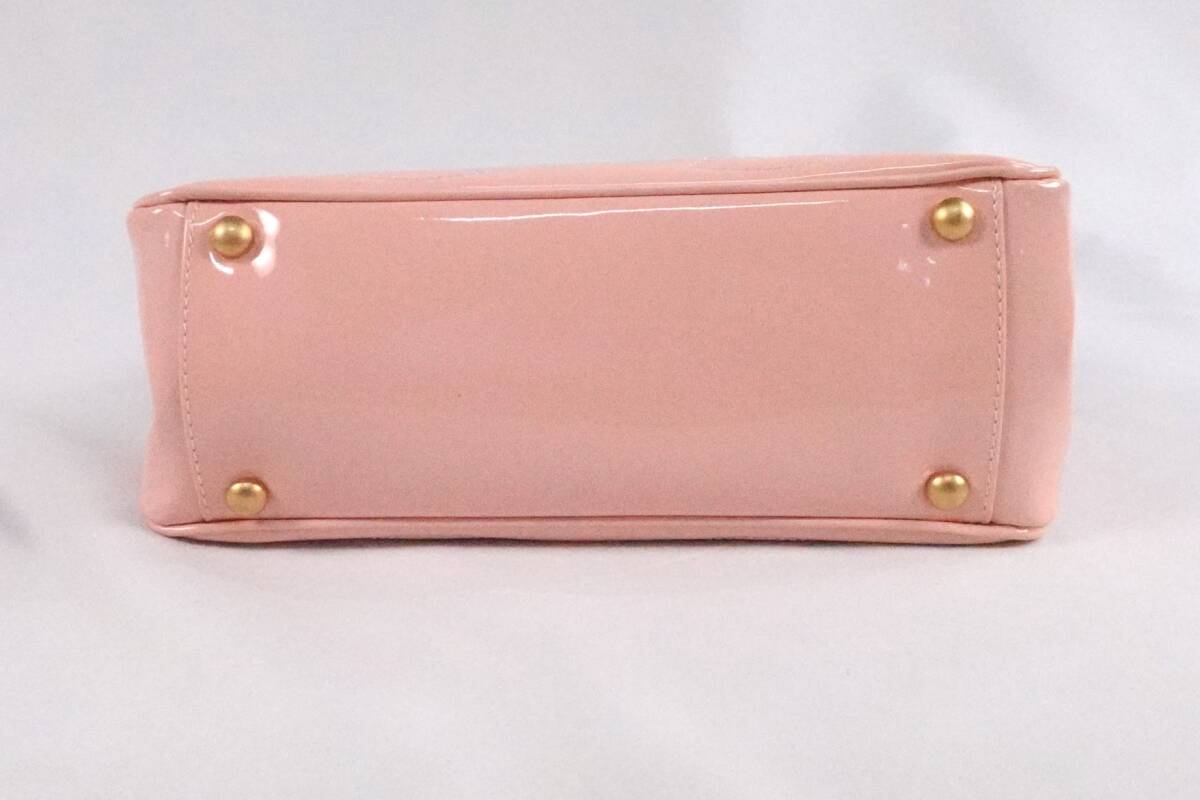 CHANEL シャネル ココマーク エナメル バッグ トリプル ハンドバッグ ロゴ ギャランティーカード付 ブランド ピンク系_画像5