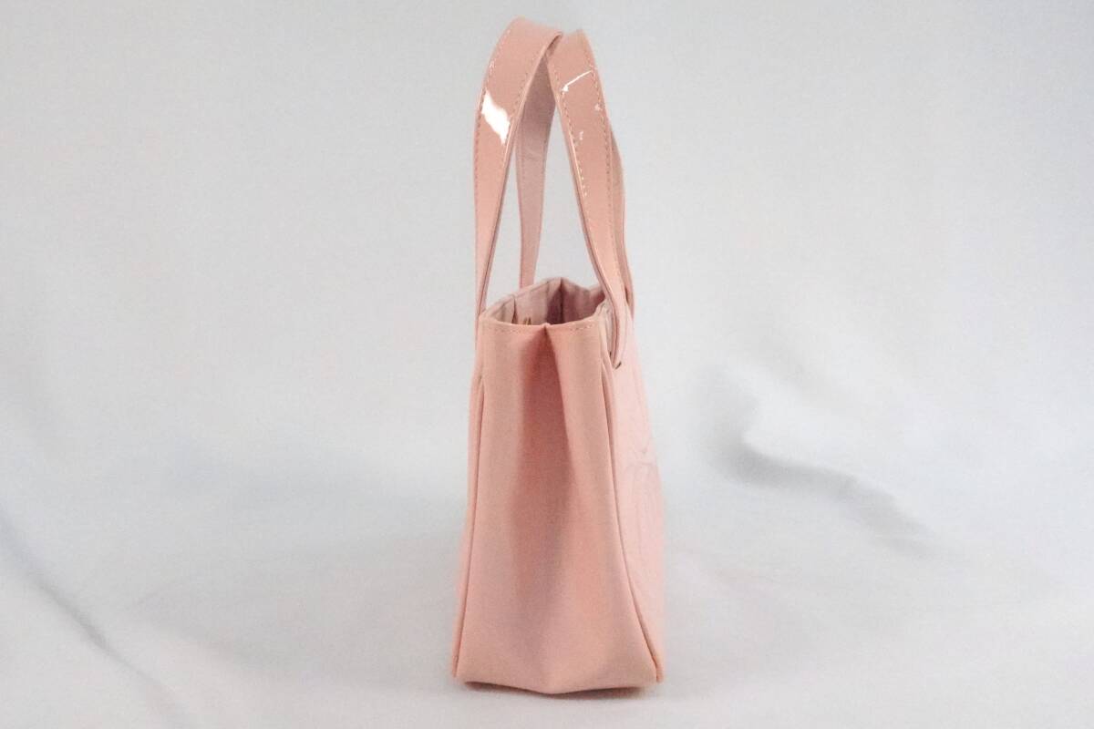 CHANEL シャネル ココマーク エナメル バッグ トリプル ハンドバッグ ロゴ ギャランティーカード付 ブランド ピンク系_画像3