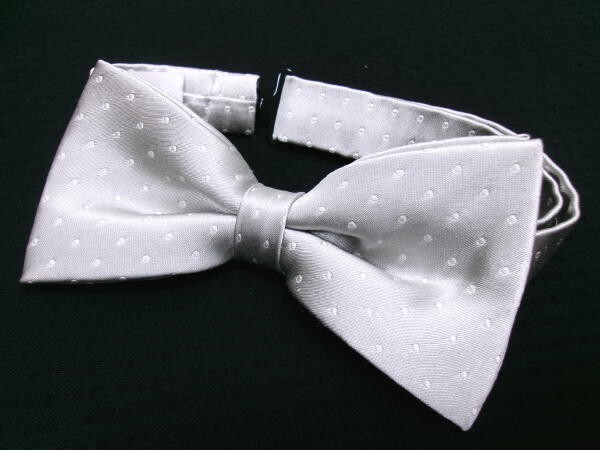 新品★TAILOR FIELDS テーラーフィールズ★日本製 シルク 蝶ネクタイ★シルバー ドット_画像1
