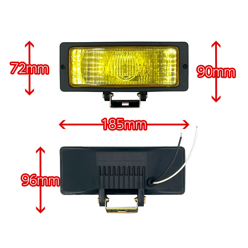 フォグランプ 左右セット 汎用 角型 イエロー ガラスレンズ カバー付き DLAA LA-1022 185×72×68mm_画像2