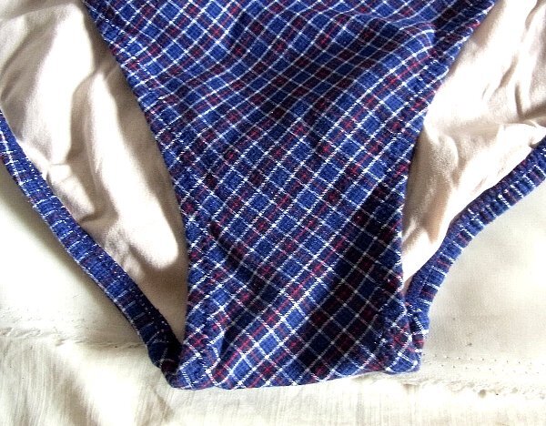 ★☆大きい 紺赤白チェック柄ビキニ水着ハイレグショーツ☆★_画像4