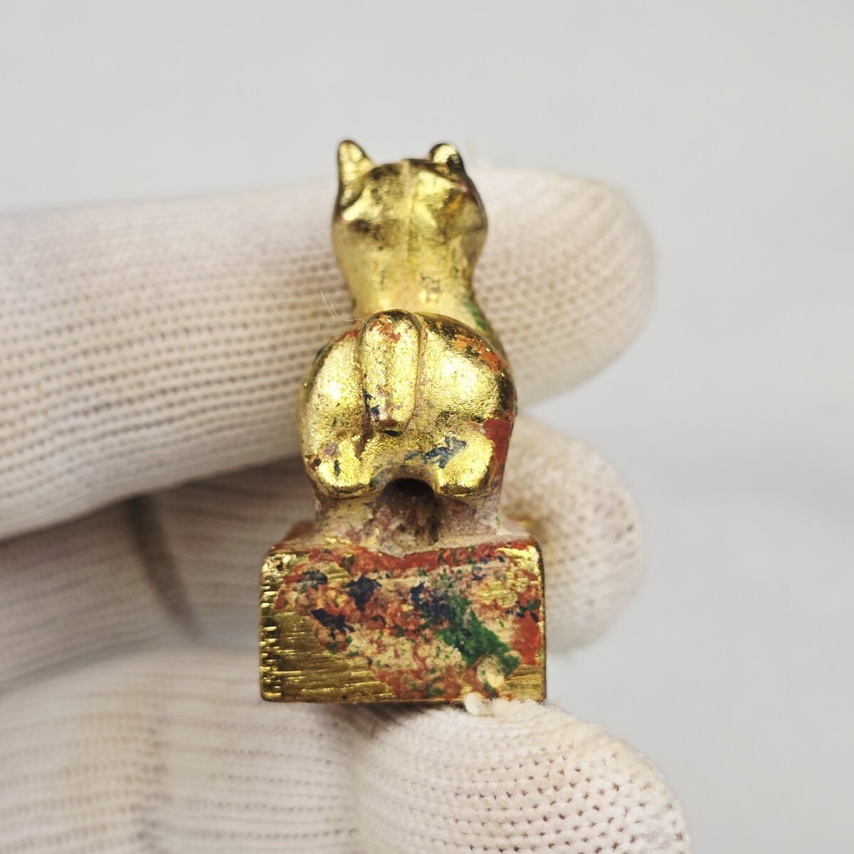 骨董品 古銅金 細工制 天吼瑞獣像 篆刻 戦漢印章 時代物 希少_画像5