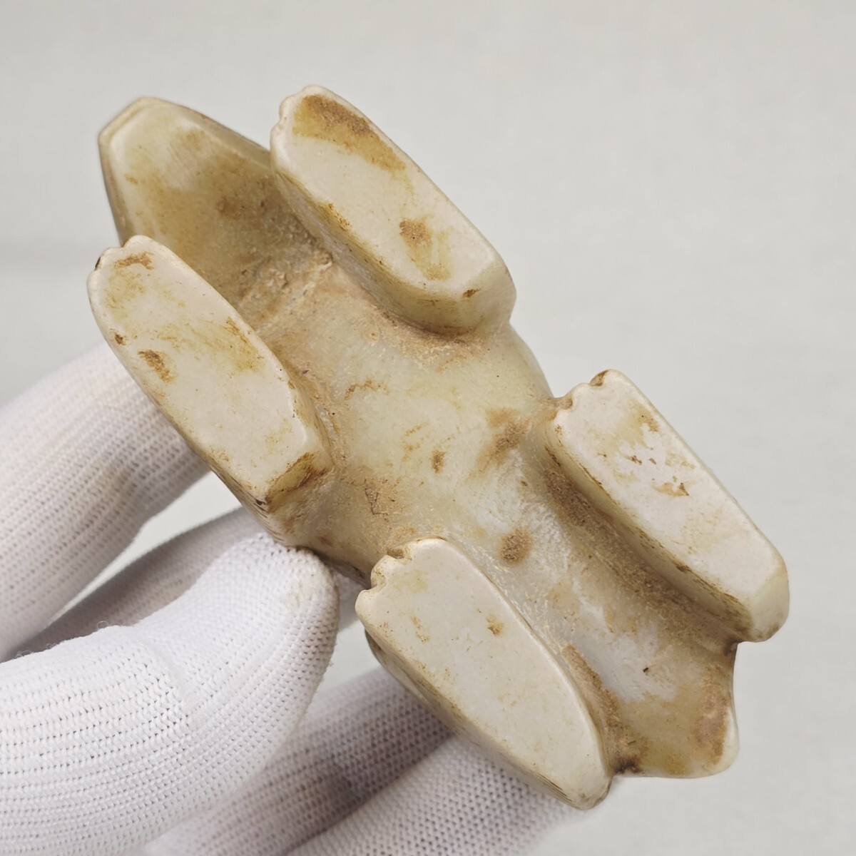 古美術 漢白玉 手彫 玉熊 置物 迫力 重厚_画像7