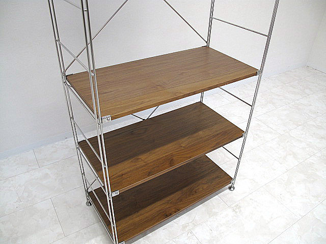 MUJI 無印良品 ウォールナット材ステンレスユニットシェルフ キャビネット カップボード 食器棚 リビングボード 飾り棚_画像4