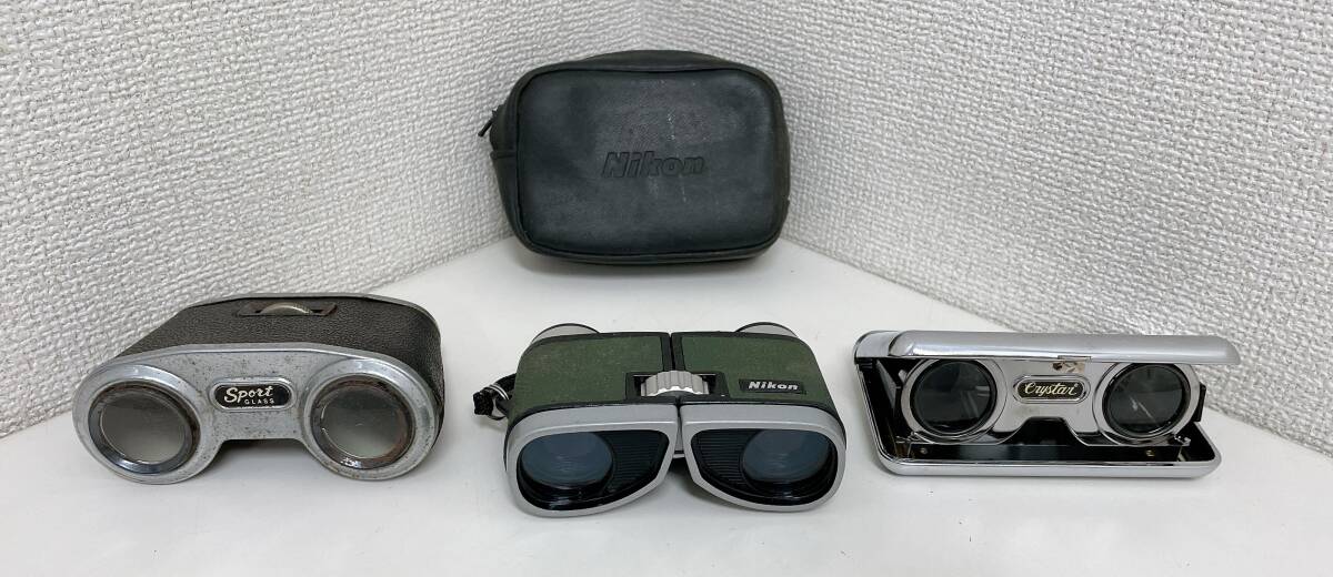  【双眼鏡・オペラグラスまとめて★】Nikon 3倍/グリーン/Crystar Lens/Sport Glass/レトロ/現状品/A710-229_画像1