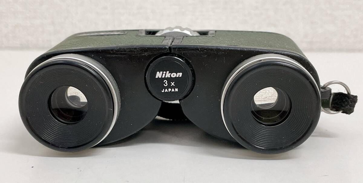  【双眼鏡・オペラグラスまとめて★】Nikon 3倍/グリーン/Crystar Lens/Sport Glass/レトロ/現状品/A710-229_画像3