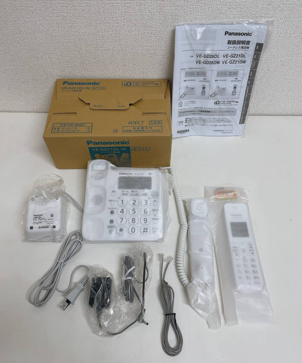 【Panasonicパナソニック デジタルコードレス電話機 VE-GZ21DL】子機1台付/ホワイト/取説付/A710-140_画像1