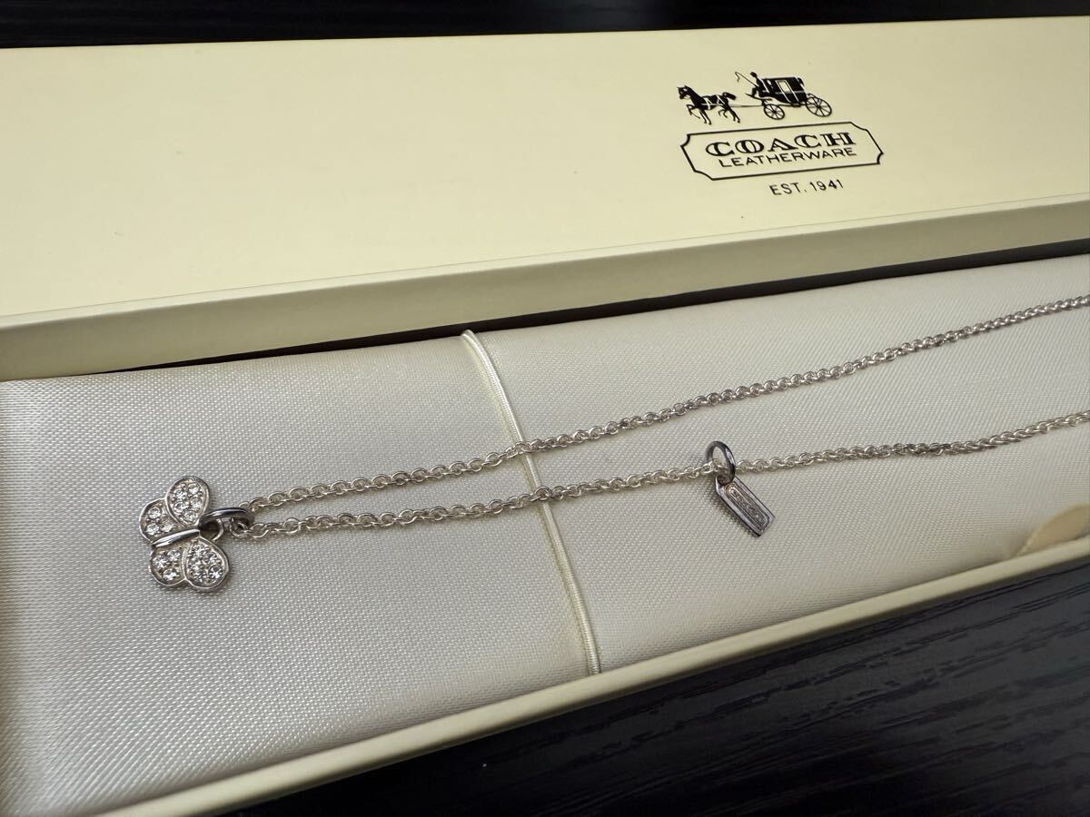 COACH ネックレス コーチ シルバー アクセサリー ペンダント ロゴ シルバー 925 ヴィンテージ おしゃれ 45 レトロ バタフライ_画像1