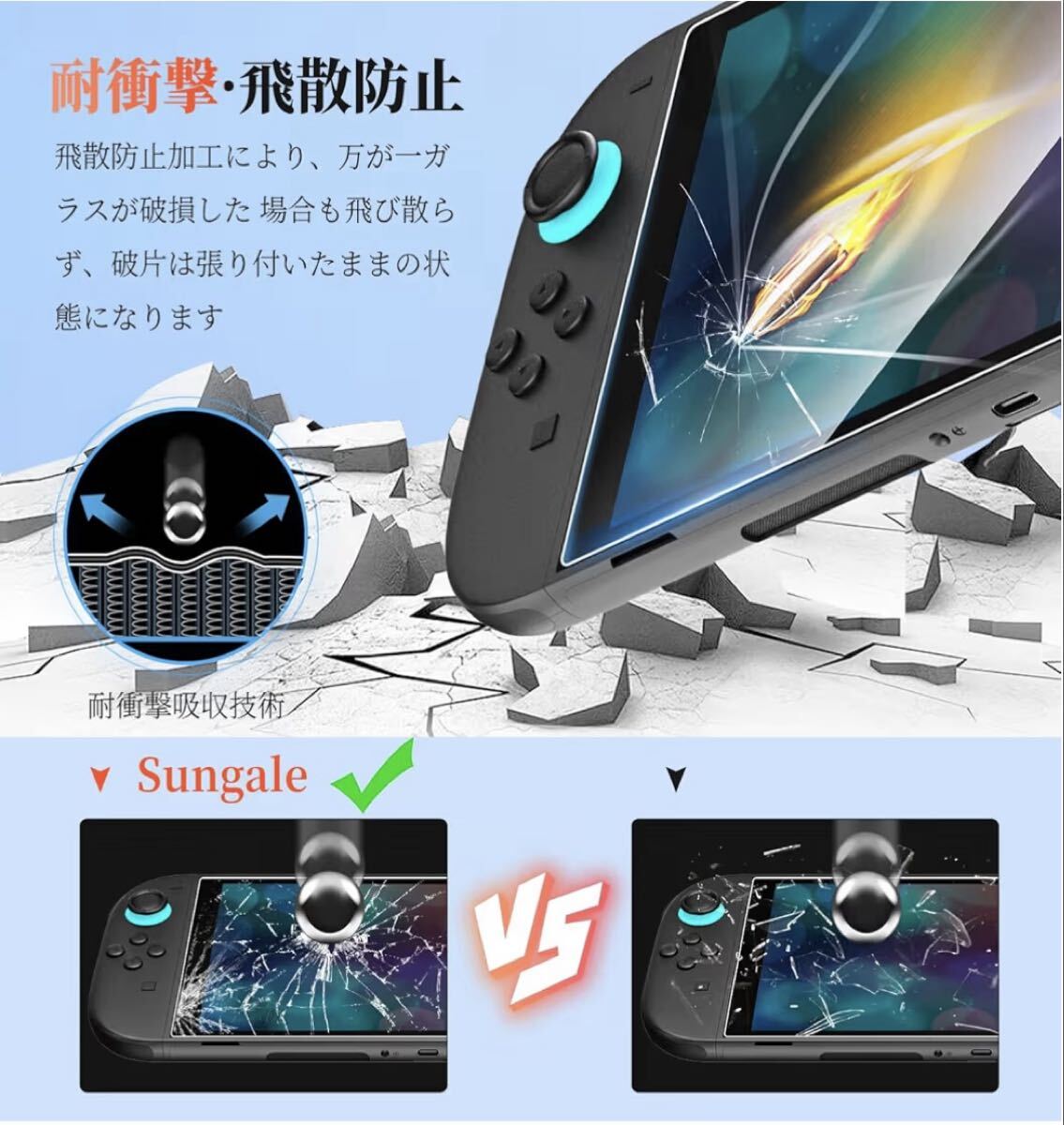 Switch2保護フィルム 強化ガラスフィルム 超高耐久 9H硬度 高透過率 99% 指紋防止 撥水・撥油加工 傷・摩擦防止 3枚セット_画像6