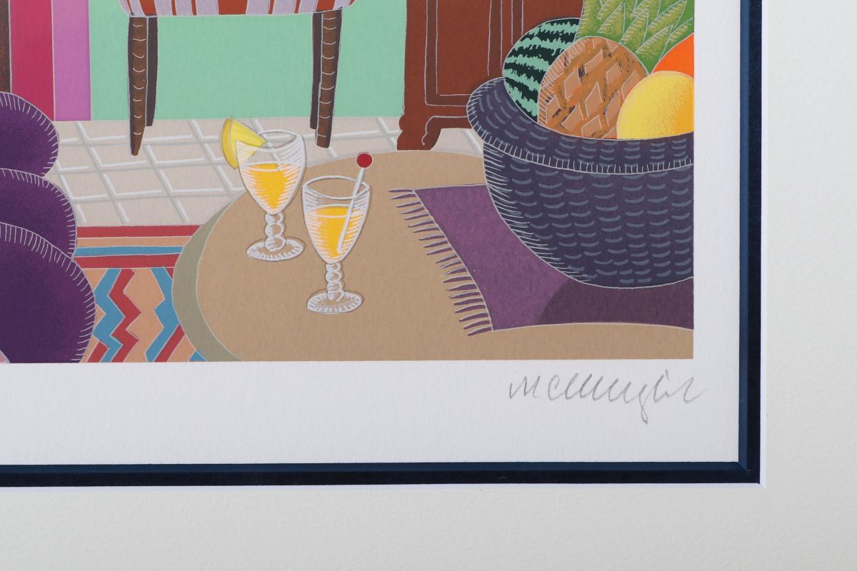 9578 トーマス・マックナイト Thomas Mcknight 「パームビーチ ウィラローザ Villa Rosa」 シルクスクリーン 額装 真作 保証書付_画像3