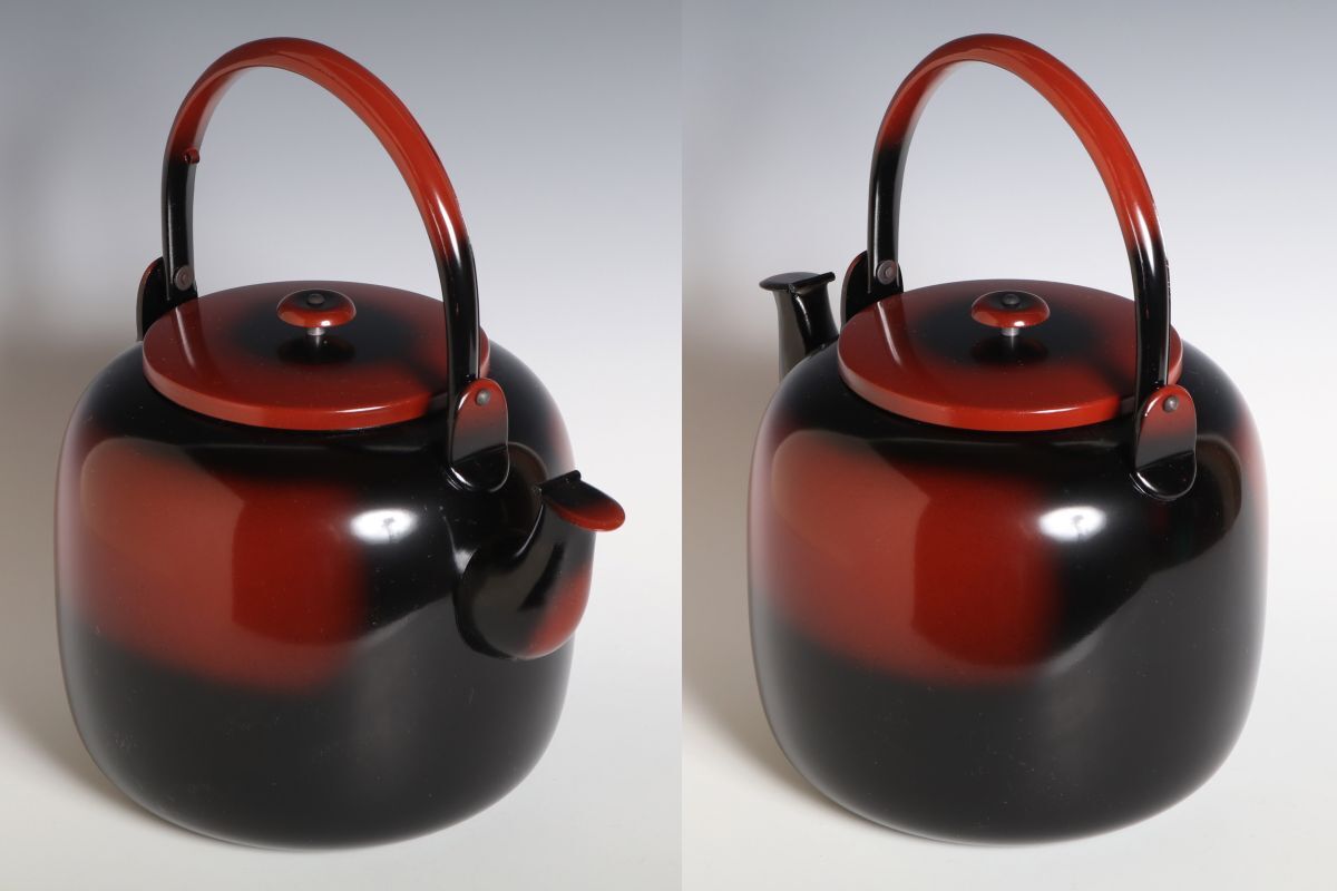 9616 一喜堂 腰黒薬缶(口蓋付) 780g 銅製 薬缶 水注 水次 茶道具 裏千家_画像3