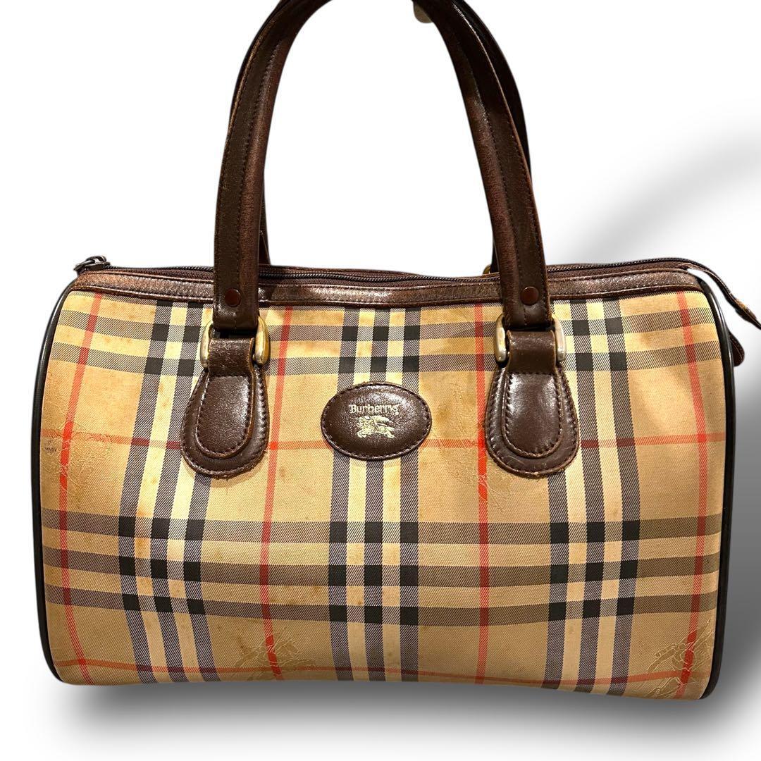 格安スタート 売り切り Burberry バーバリー ハンドバッグ ミニボストン ノバチェック 柄 ロゴ_画像2
