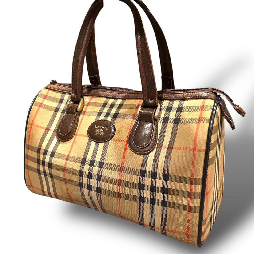 格安スタート 売り切り Burberry バーバリー ハンドバッグ ミニボストン ノバチェック 柄 ロゴ_画像1