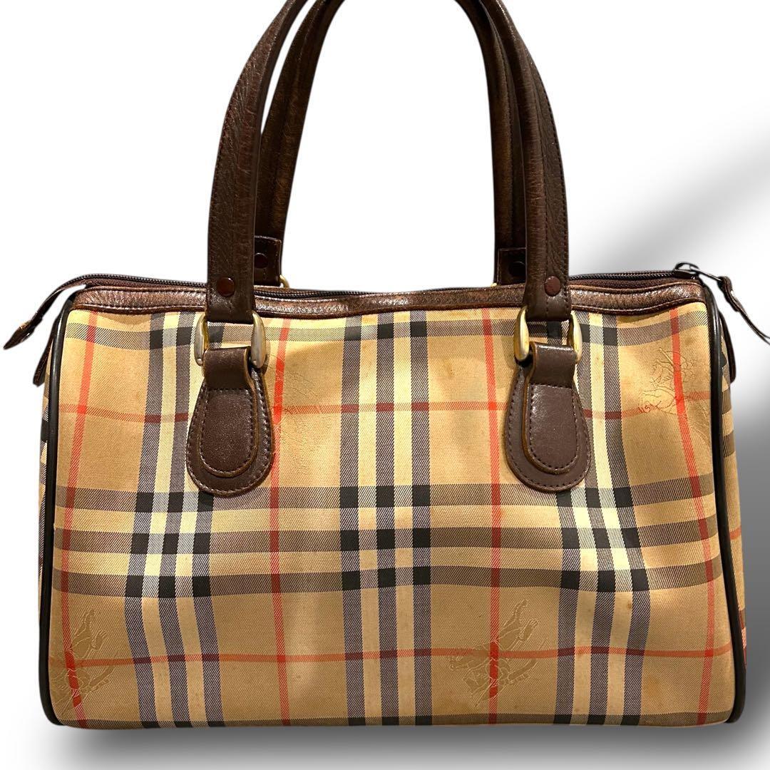 格安スタート 売り切り Burberry バーバリー ハンドバッグ ミニボストン ノバチェック 柄 ロゴ_画像3