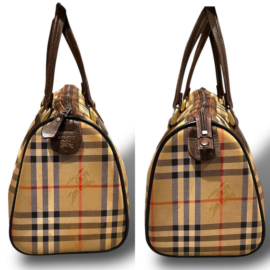 格安スタート 売り切り Burberry バーバリー ハンドバッグ ミニボストン ノバチェック 柄 ロゴ_画像4
