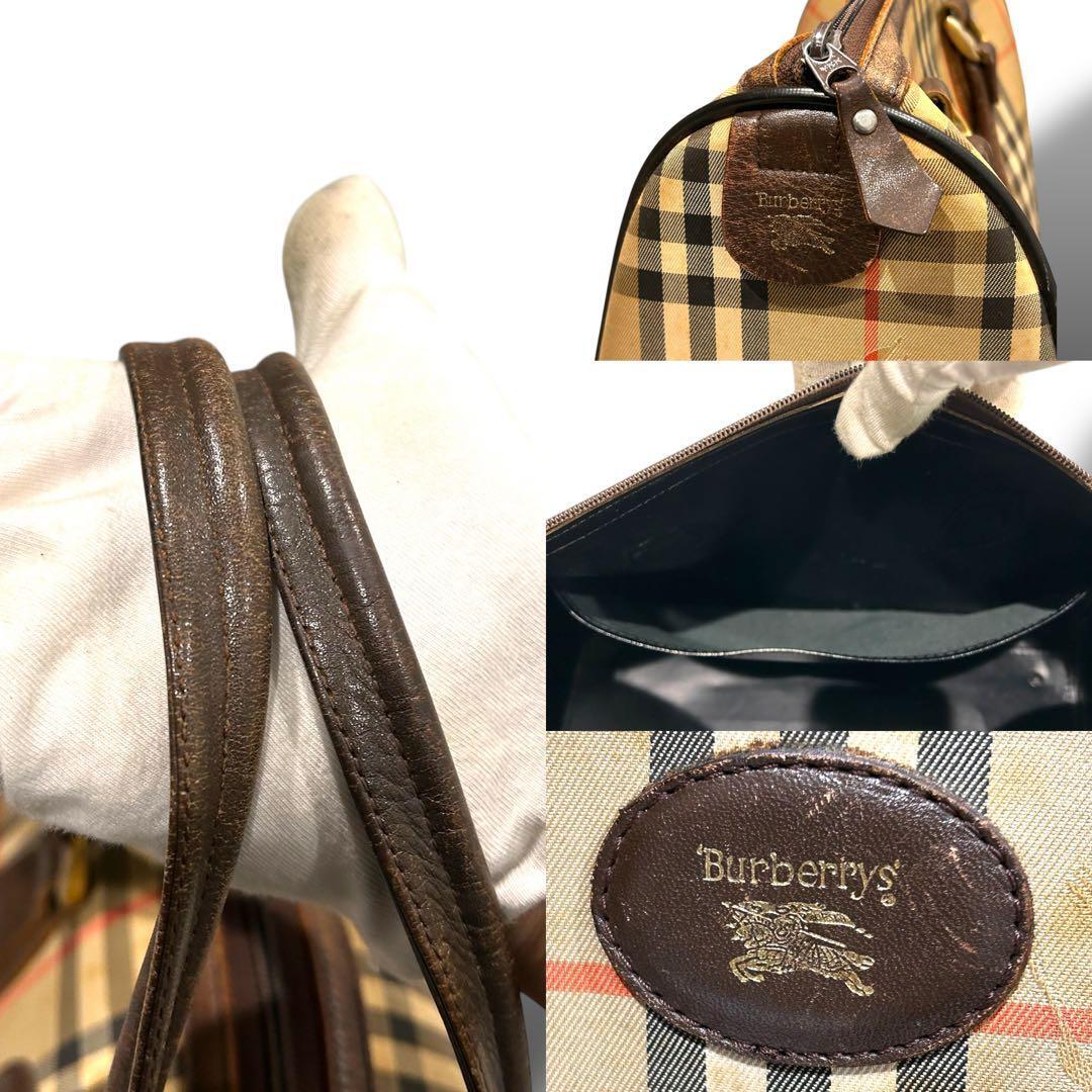 格安スタート 売り切り Burberry バーバリー ハンドバッグ ミニボストン ノバチェック 柄 ロゴ_画像8
