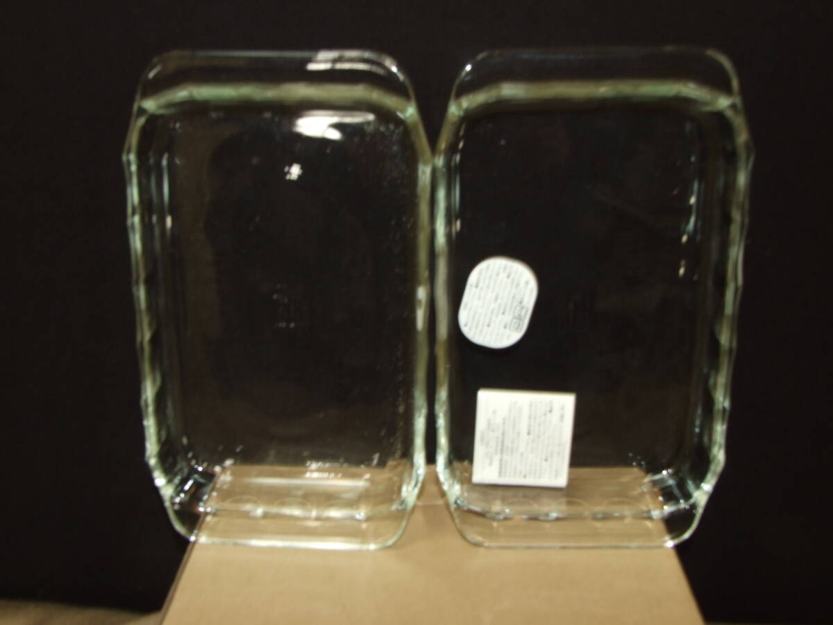 iwaki イワキ 耐熱ガラス オーブントースター皿 約24×14.5×高3.5cm グラタン皿 700ml ベーシック 2枚セット KSKC3850-2_画像7