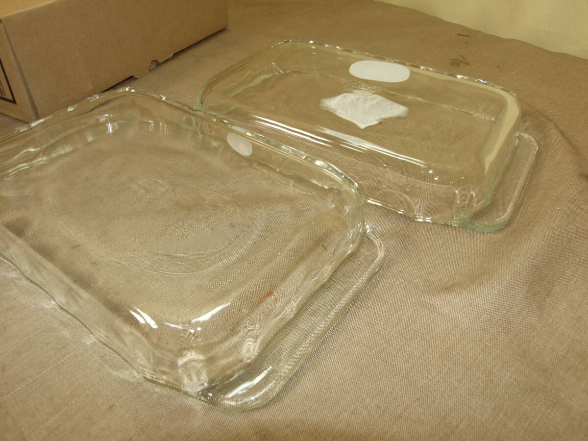 iwaki イワキ 耐熱ガラス オーブントースター皿 約24×14.5×高3.5cm グラタン皿 700ml ベーシック 2枚セット KSKC3850-2_画像4