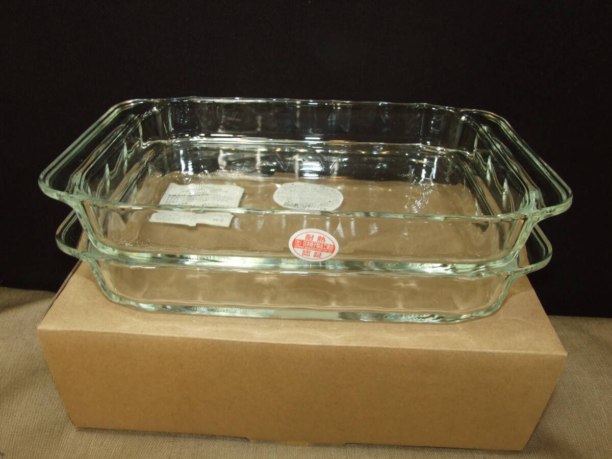 iwaki イワキ 耐熱ガラス オーブントースター皿 約24×14.5×高3.5cm グラタン皿 700ml ベーシック 2枚セット KSKC3850-2_画像8