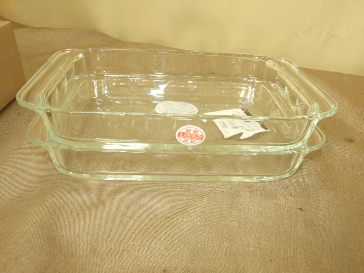 iwaki イワキ 耐熱ガラス オーブントースター皿 約24×14.5×高3.5cm グラタン皿 700ml ベーシック 2枚セット KSKC3850-2_画像6