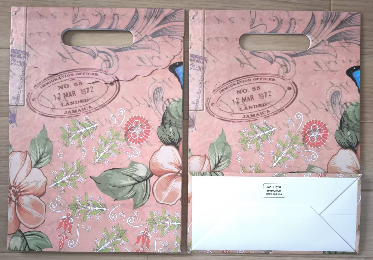 【ピンク ギフト袋 10個セット 小サイズ】おしゃれなヴィンテージ風 フラワーデザイン ギフトバッグ ★★_画像6