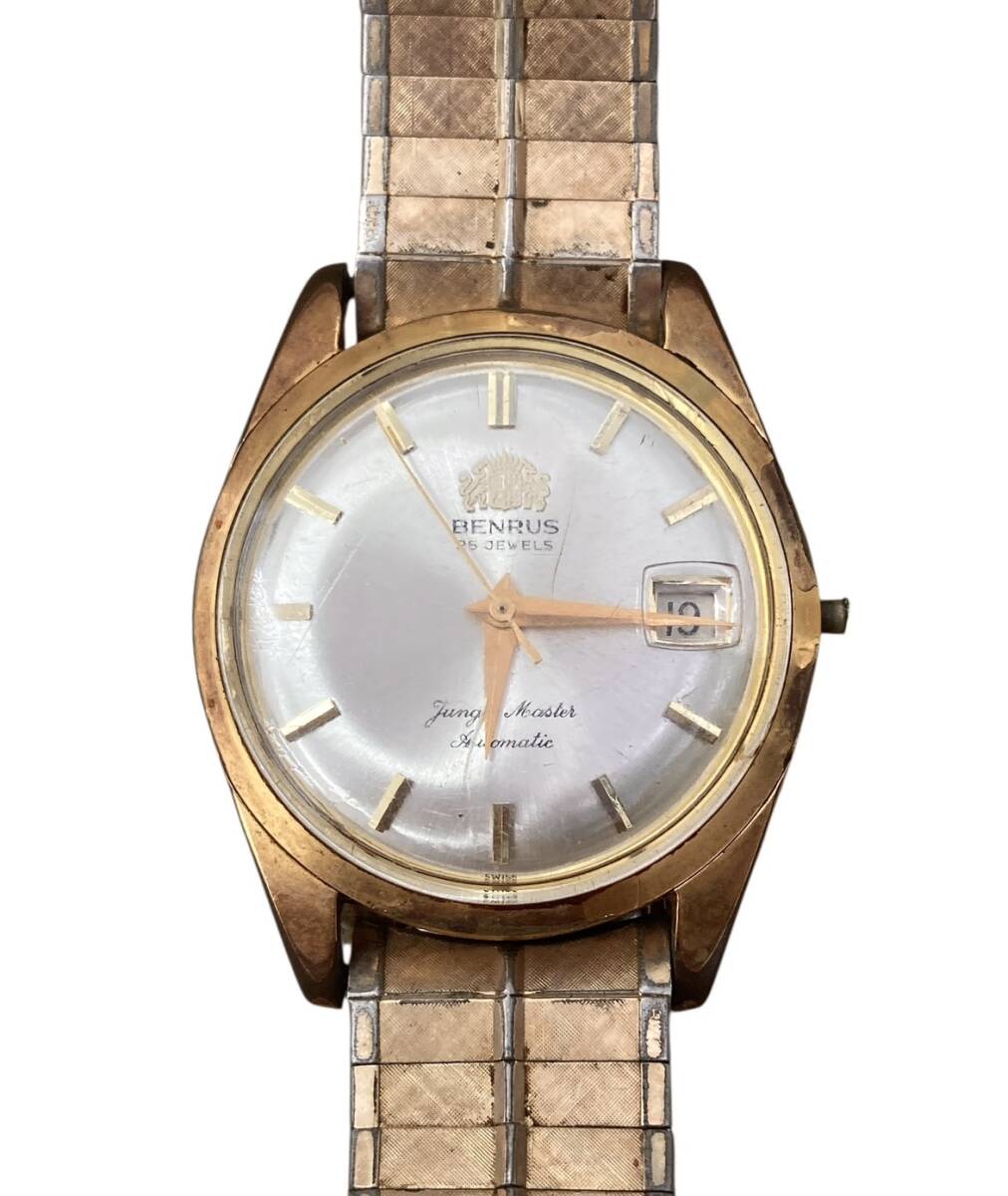 (O)　BENRUS　ベンラス　JUNGLE MASTER　ジャングルマスター　稼働品　自動巻き　25石　メンズ　ゴールドカラー　1円～_画像1