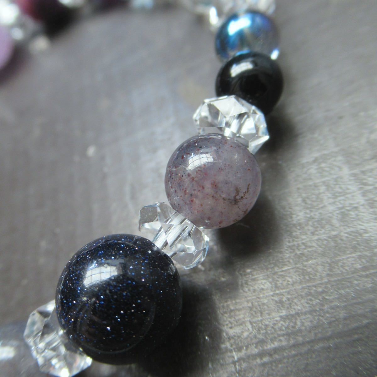 アメジストｘチャロアイトｘブルーゴールドストーンｘアイオライトブレスレット 天然石 パワーストーン_画像3