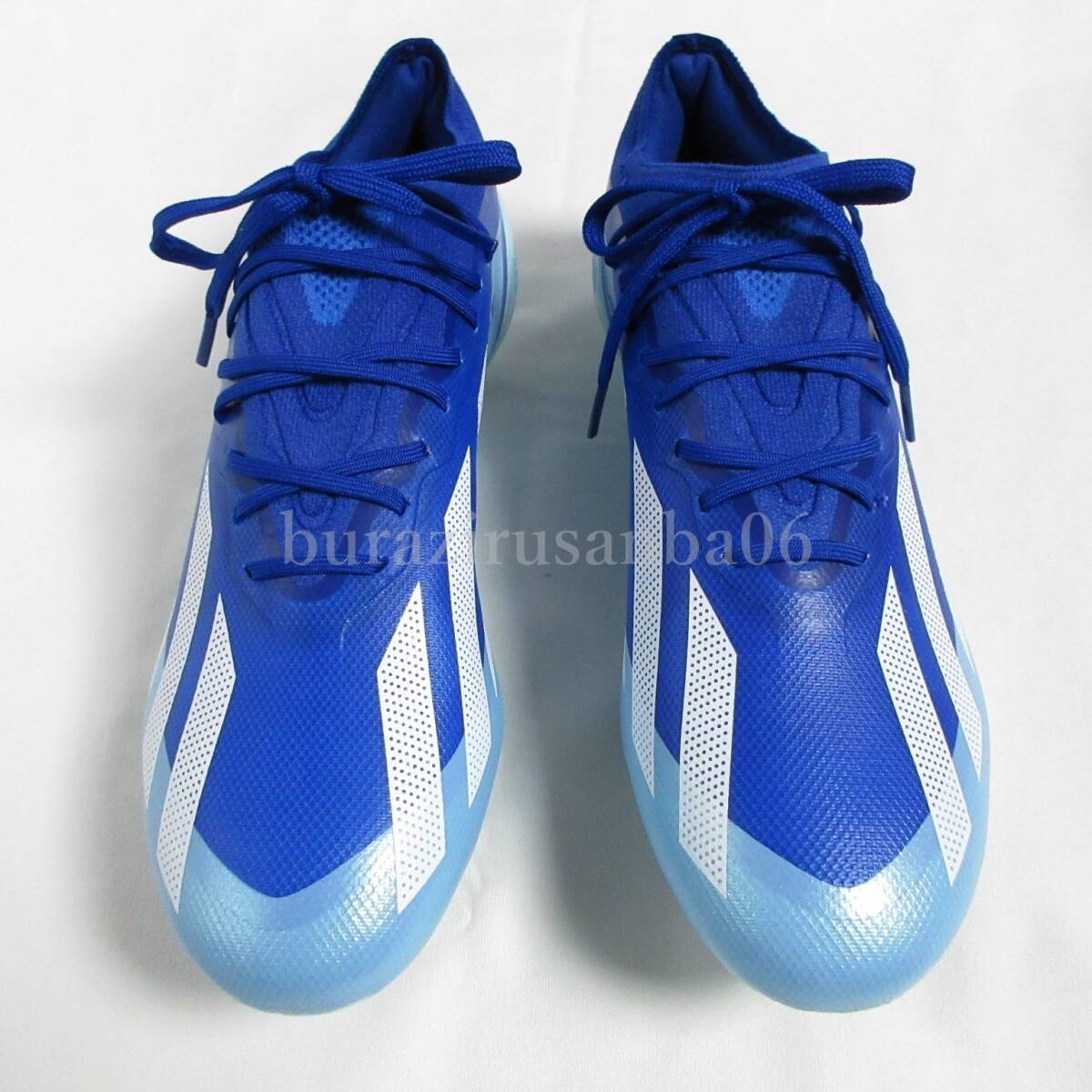 新品正規品アディダス 高級サッカー スパイク エックス クレイジーファースト 取替式 柔らかい土グラウンド用 天然芝用 青系 27㎝_画像2