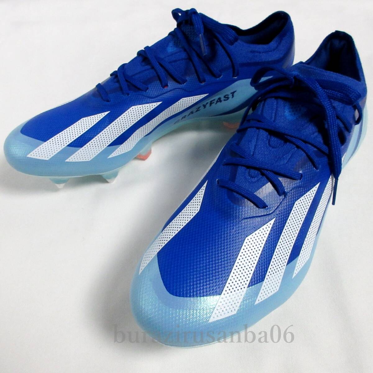 新品正規品アディダス 高級サッカー スパイク エックス クレイジーファースト 取替式 柔らかい土グラウンド用 天然芝用 青系 27㎝_画像3