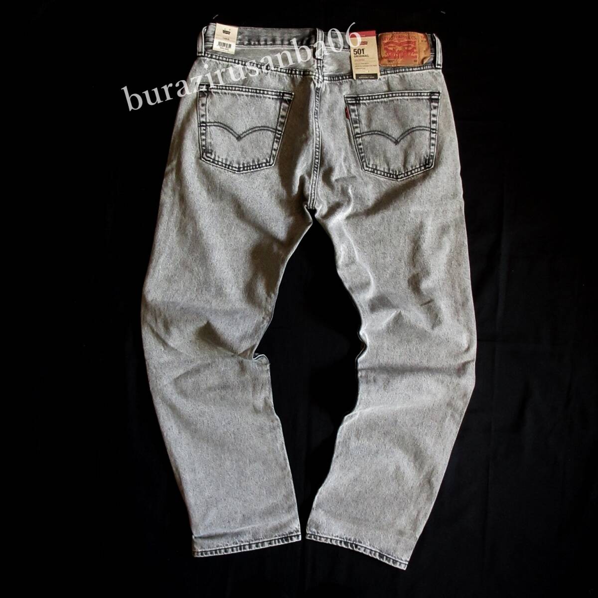 メンズ W36 未使用 定価14,850円 リーバイスLevis 501 デニムパンツ ジーンズ ストレート ブラックデニムウォッシュ加工 グレー 00501-3530
