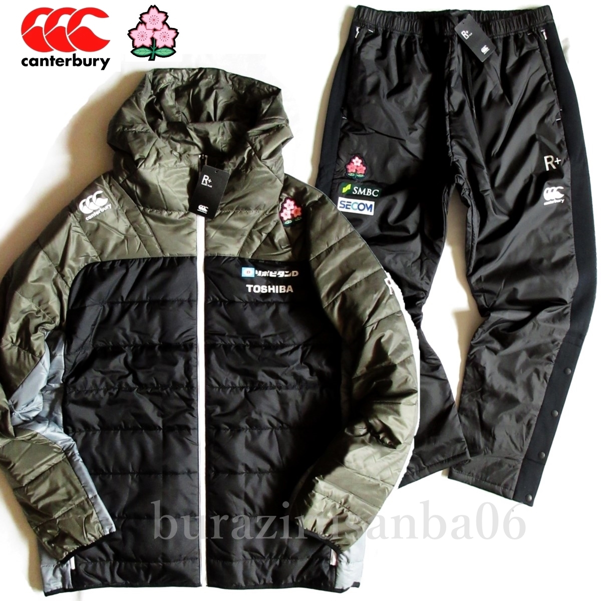 メンズ M◆未使用 定価73,700円 canterbury カンタベリー ラグビー日本代表モデル JAPAN ウォーマー ジャケット パンツ 軽量 中綿 防寒_画像1