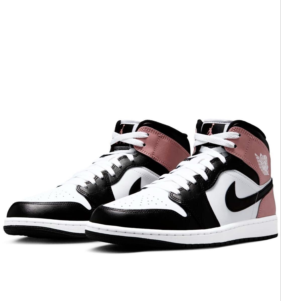 ☆送料込■新品26.5cm■ナイキ エア ジョーダン１MID ホワイト/ラストピンク/ブラック AIR JORDAN 1 【定価.18700円】_画像1