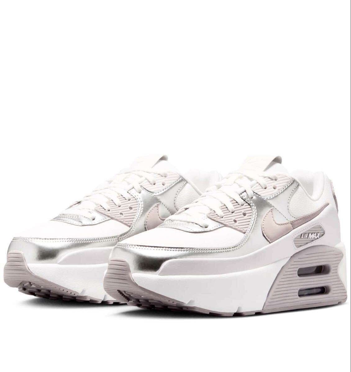 ☆送料込■新品25.5cm■ナイキ エア マックス90 LV8 AIR MAX 90 サミットホワイト/メタリックプラチナム【定価.19030円】WMNS _画像9