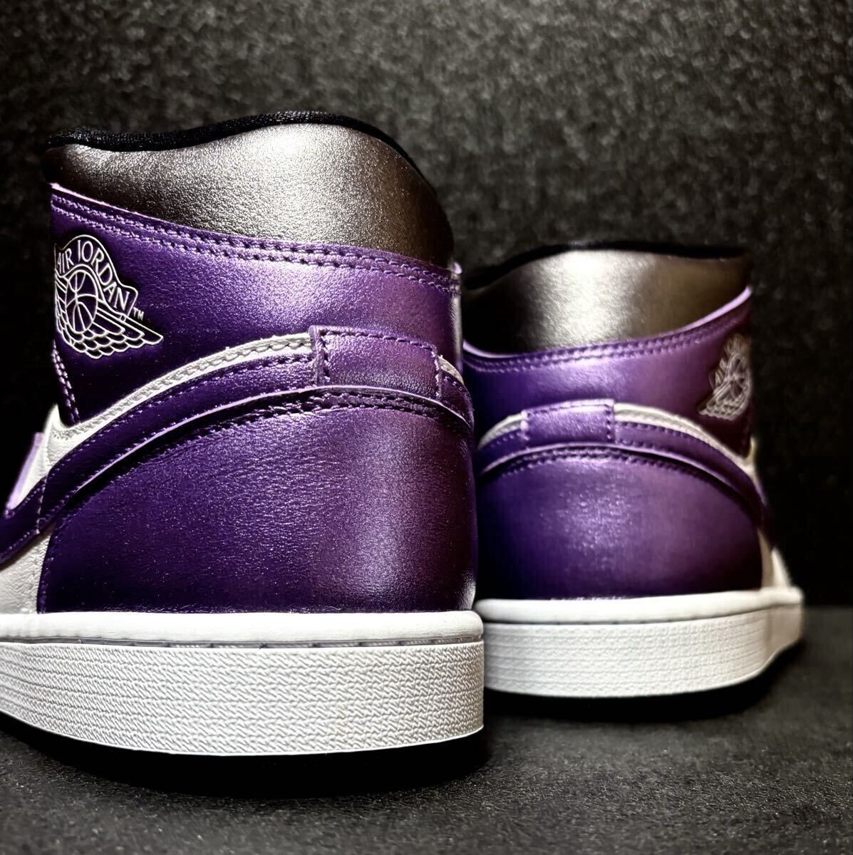 ☆送料込■新品26.0cm■ナイキ エア ジョーダン１MID ホワイト/ブラック/グレープアイス AIR JORDAN 1 WMNS【定価.20350円】_画像7