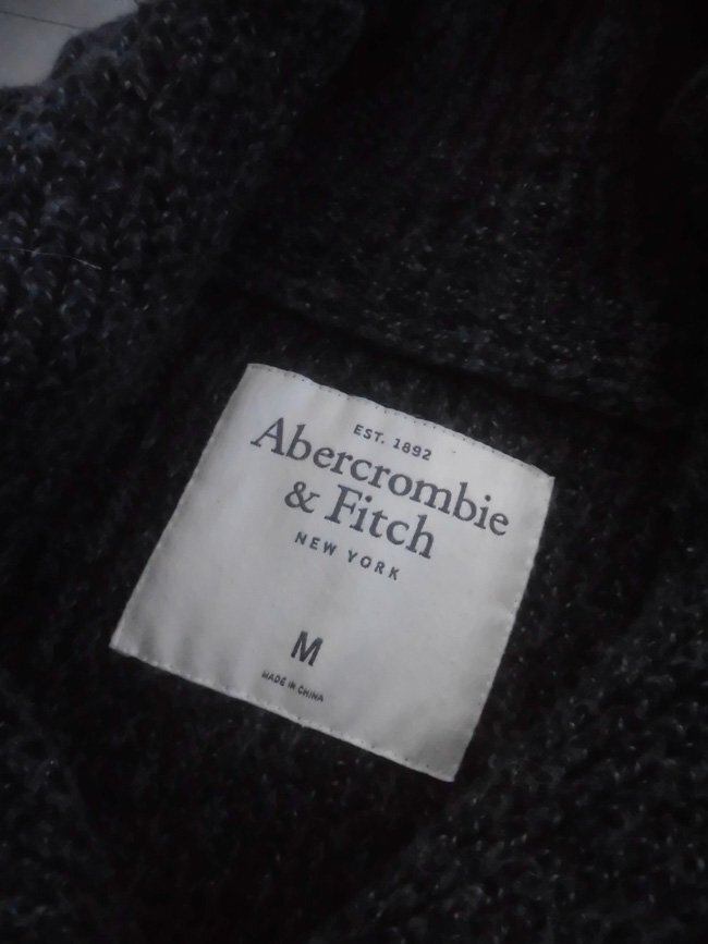 ABERCROMBIE&FITCH アバクロンビー＆フィッチ/A&F/ロゴ刺繍 ショールカラー ニット カーディガン M/セーター/メンズ_画像7