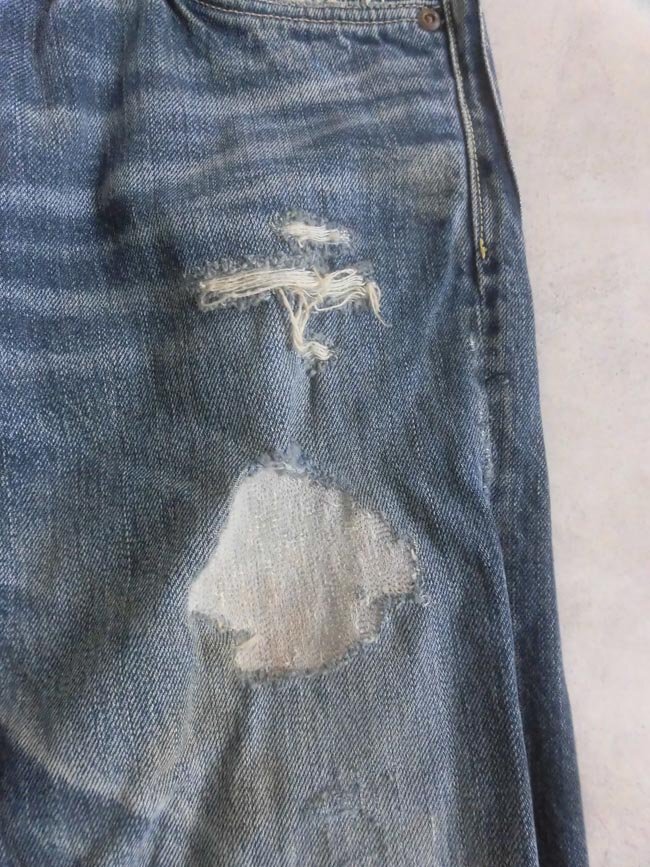 BLUE BLUE ブルーブルー ハードダメージリペア加工 ブーツカット デニムパンツ W29 ジーンズ メンズ 日本製 シューカット フレアパンツ_画像6