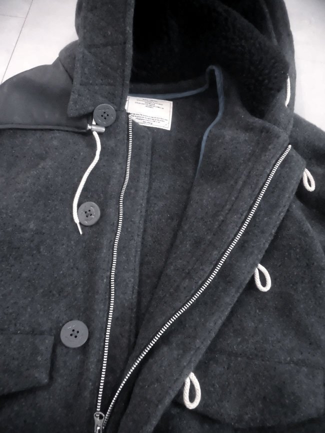 Whiz limited ウィズリミテッド レザーパーツ フード付き ウールジャケット M/ウールコート/灰 グレー/メンズ/WZ-AW08-J-10/日本製_画像7