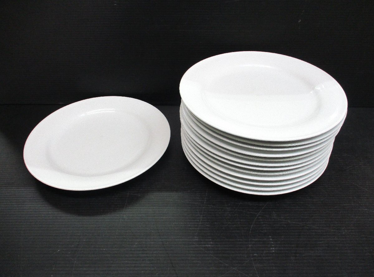 ディナー皿 ホワイトプレート 13枚 直径26x高さ2.3cm 中古 101682 ★_画像1