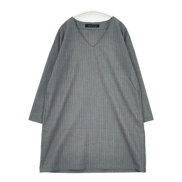 mizuiro-ind ストライプ ウール混 ワンピース チュニック グレー ミズイロインド 5-1013T 266392_画像1