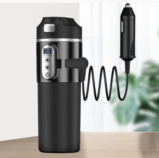 車載電気ケトル 500ml DC12V小型車 24Vトラック兼用 保温 断熱 車用 湯沸し器 電気ポット 温度表示 304ステンレス鋼 車中泊 カップラー_画像1