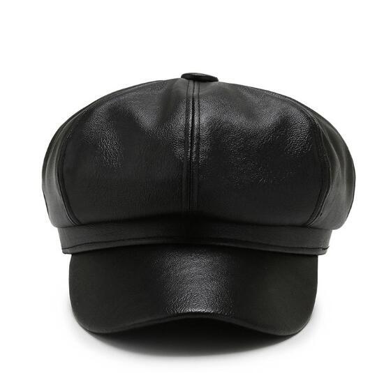 新品本革 八角帽子 メンズ レディース リアルレザー 男女兼用キャップ ベレー帽 キャスケット ハンチング 黒 お色選択可_画像6