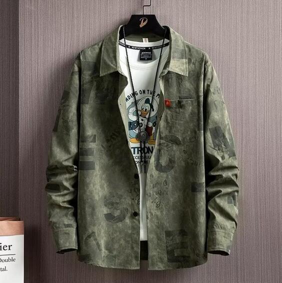 春秋新品柄シャツ メンズ 長袖 カジュアルシャツ ワイシャツ ボタンシャツ 開襟シャツ トップス 長袖シャツ ライトグレー M~3XL_画像2