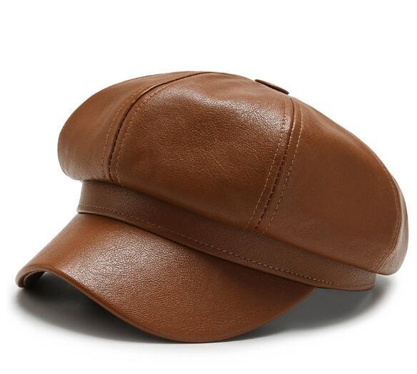 新品本革 八角帽子 メンズ レディース リアルレザー 男女兼用キャップ ベレー帽 キャスケット ハンチング 黒 お色選択可_画像2