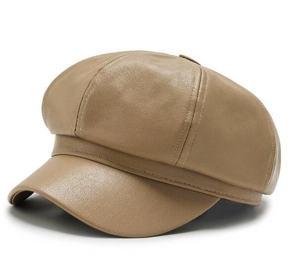 新品本革 八角帽子 メンズ レディース リアルレザー 男女兼用キャップ ベレー帽 キャスケット ハンチング 黒 お色選択可_画像3