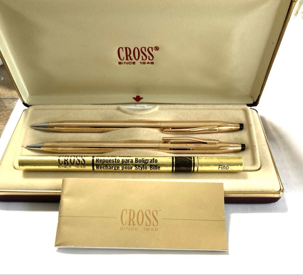 【美品】 CROSS クロス クラシックセンチュリー 14金張 ボールペン ペンシルセット　黒純正リフィル付_画像1