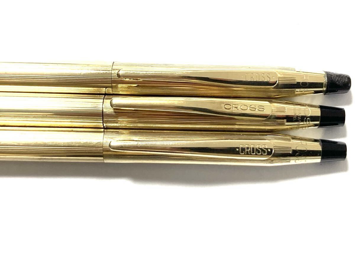 【美品】 CROSS クロス クラシックセンチュリー 10kt ボールペン x2 12kt ペンシルx1 3本セット黒純正リフィル付_画像3